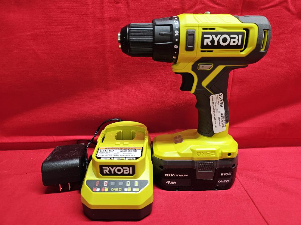 Ryobi PCL206 Cordless Drill 18 volt 1/2 in Drill Driver Like New