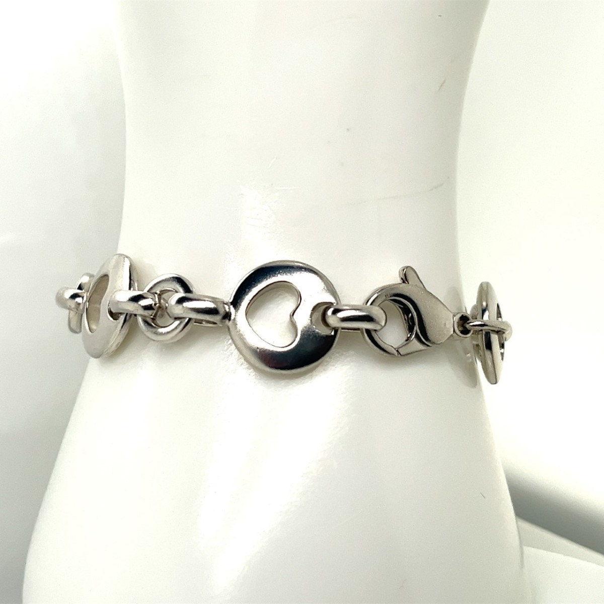 Tiffany & Co. Vintage Heart Stencil Sterling Silver Link Bracelet Pre