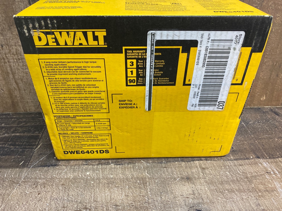 DEWALT DWE6401DS 6 Amp Corded Variable Speed Disk Sander Brand New Buya