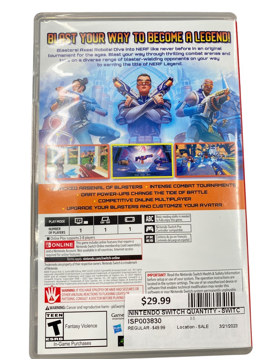 NINTENDO SWITCH GAME NERF LEGENDS Brand New Buya