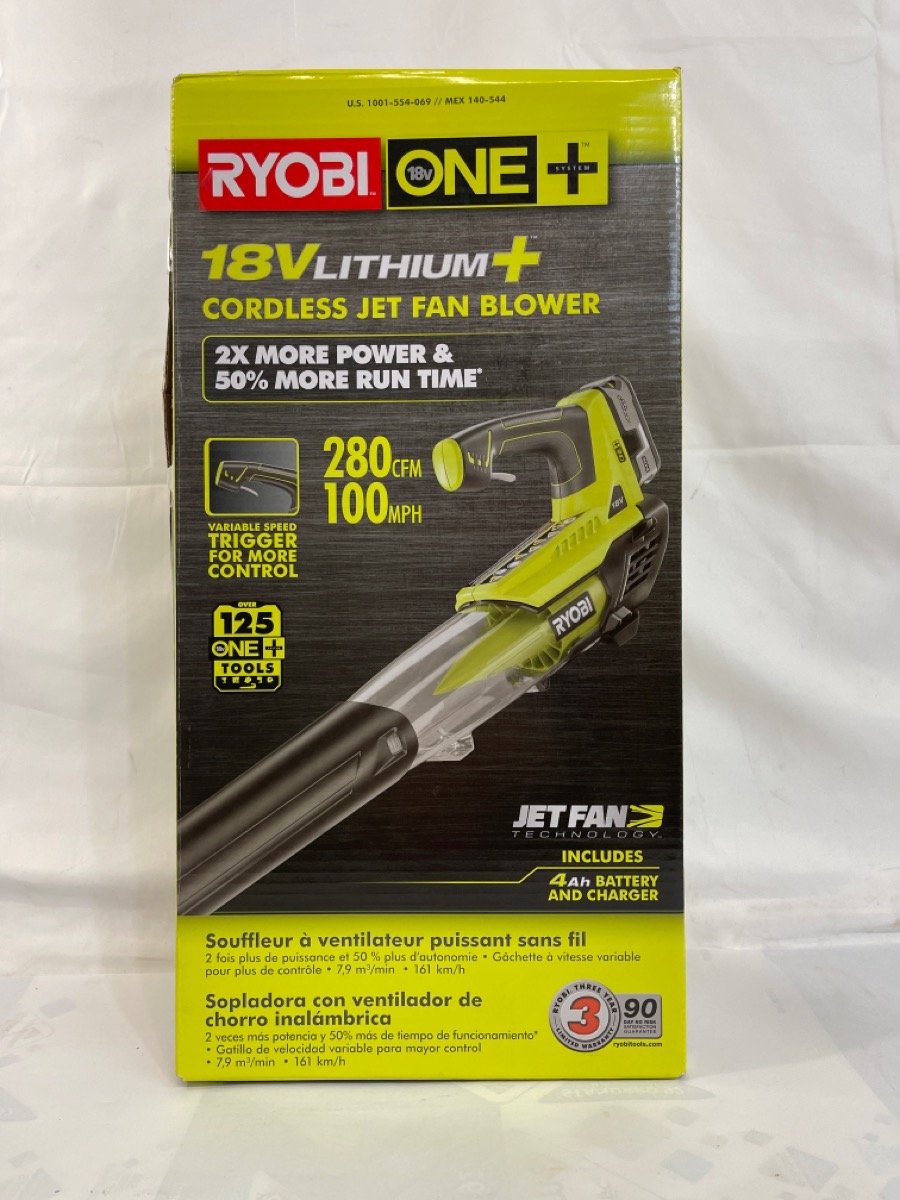 RYOBI P21801VNM 18V CORDLESS JET FAN BLOWER KIT (RE) Like New Buya