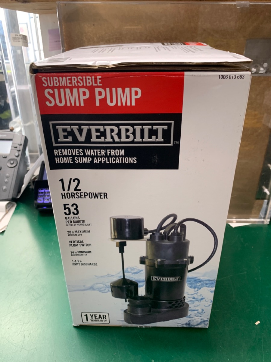 Everbilt 1/2 HP Submersible Sump Pump with Tethered Switch (HDSP50W ...