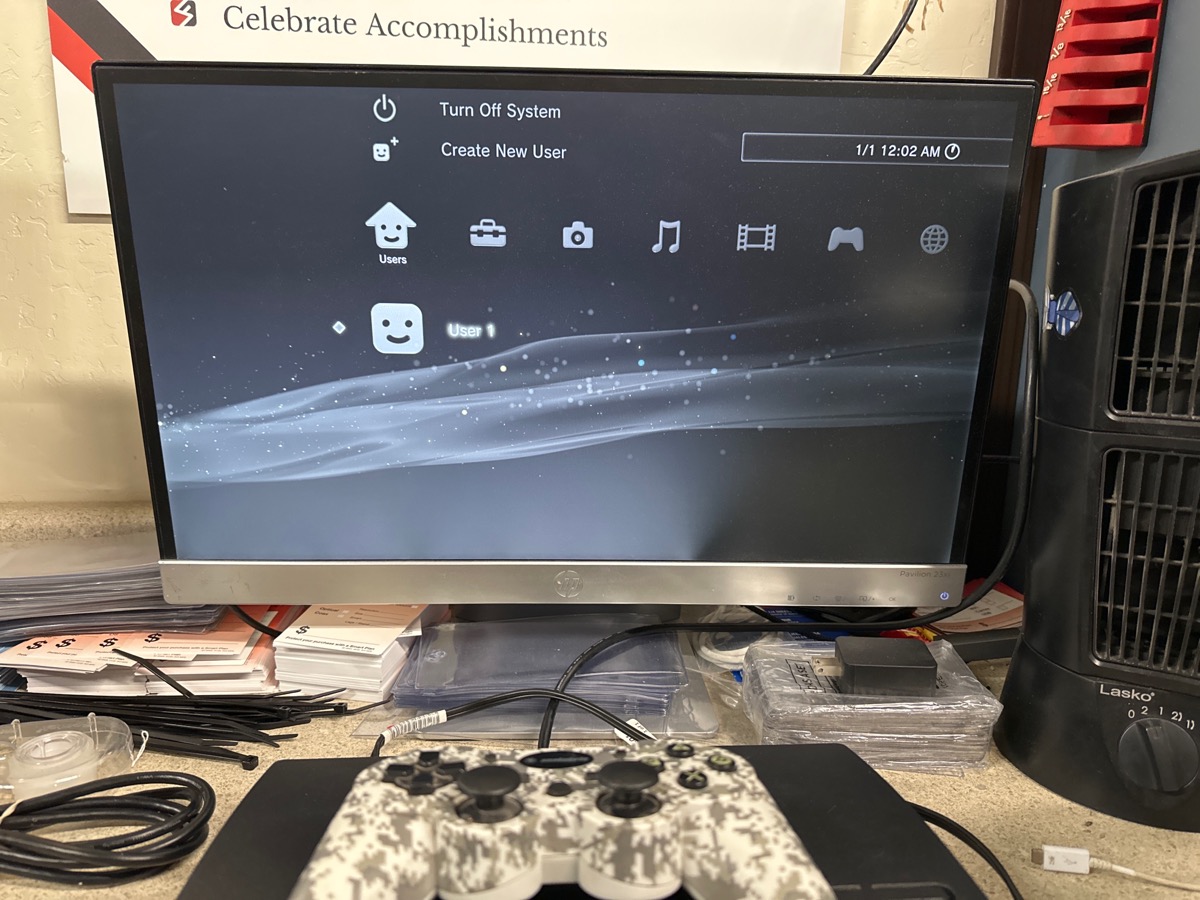 Sony PlayStation 3 Console PS3 Slim Black Controller & Cords Tested