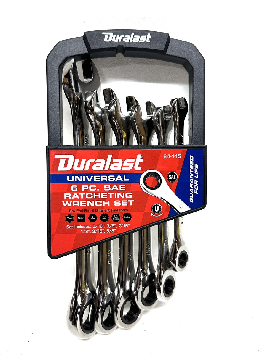 Duralast Universal 6pc SAE Ratcheting Wrench Set Model: 64-145 Brand ...