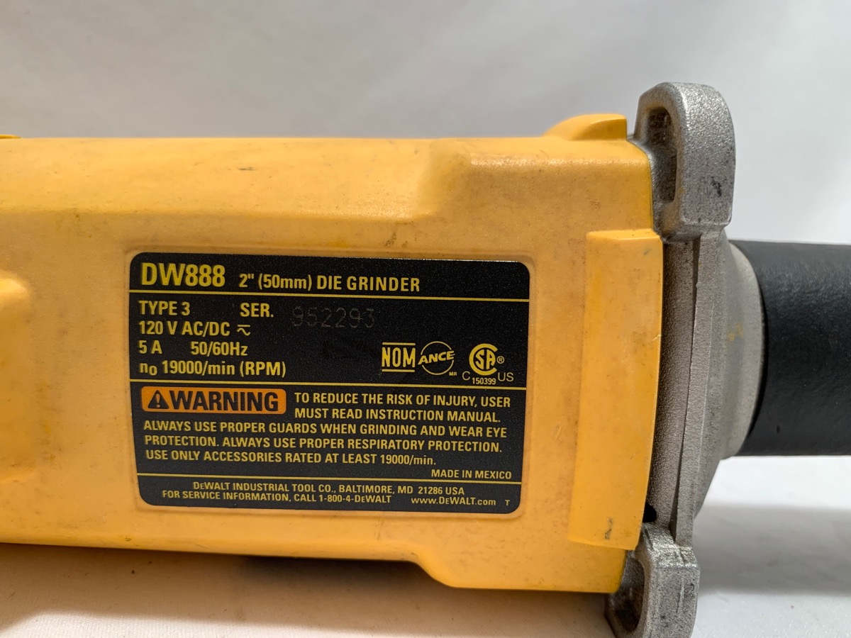 DEWALT DW888 2 INCH 120 VOLT 19,000 RPM CORDED ELECTRIC DIE GRINDER