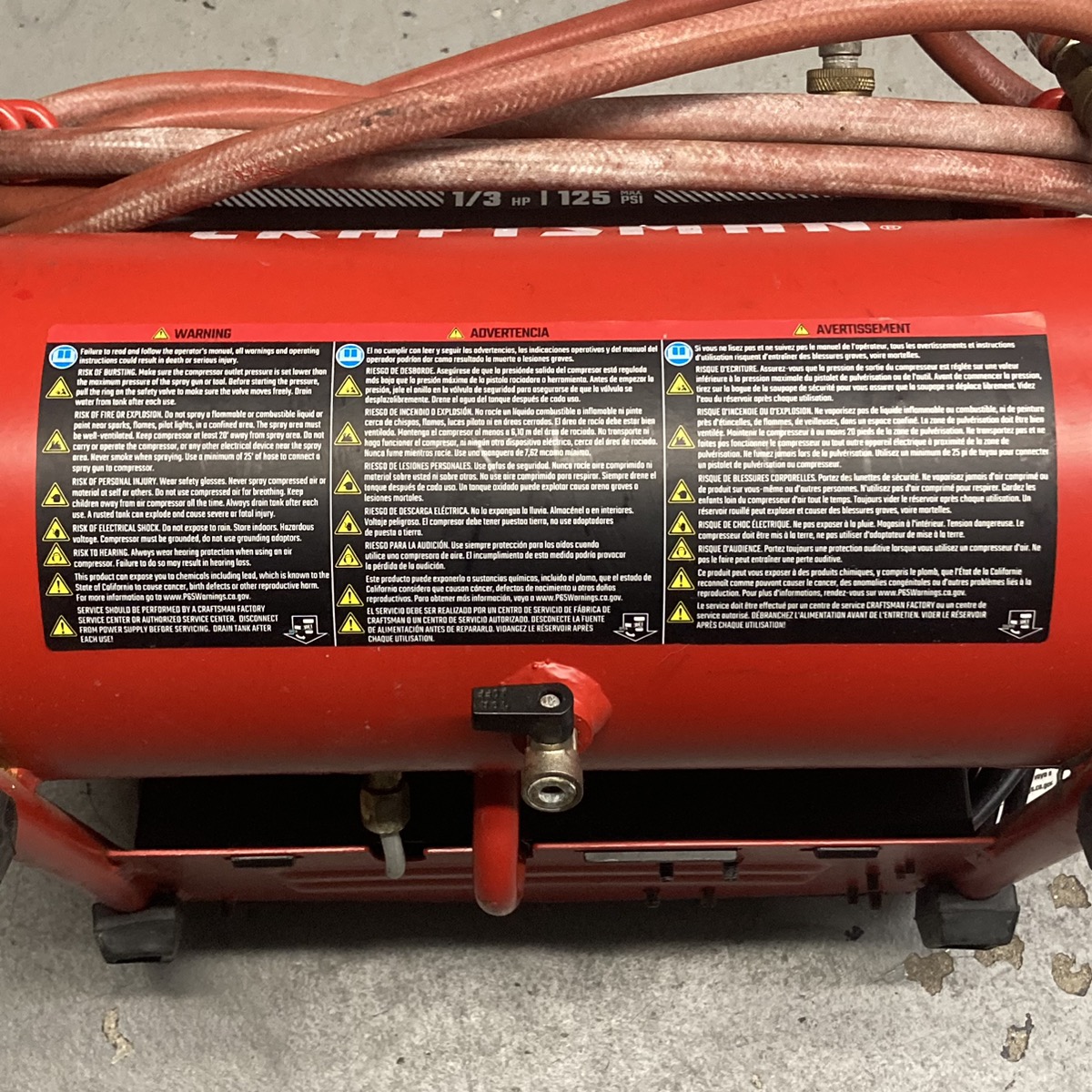 Craftsman 2Gallon Portable Electric Hot Dog Air Compressor Very Good