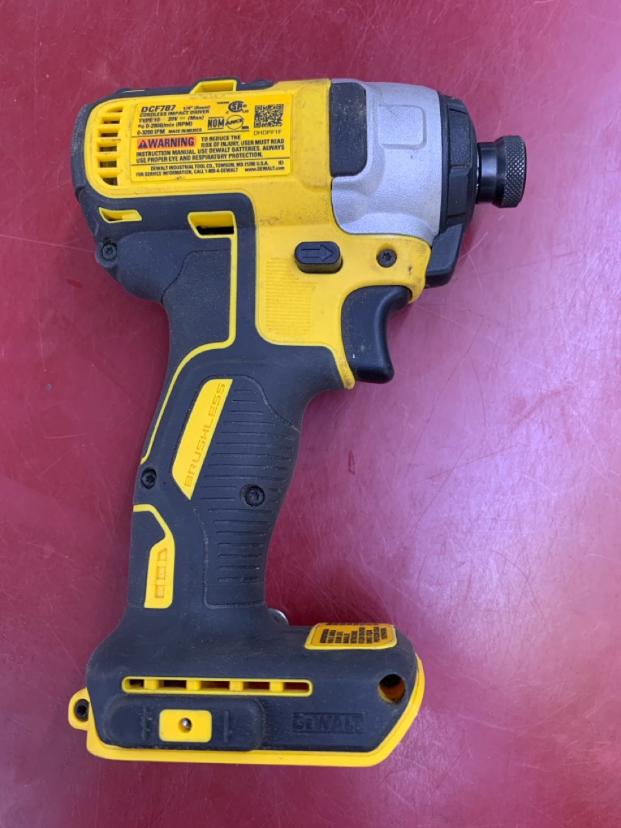 DEWALT DCF787 BARE TOOL ONLY, CORDLESS IMPACT DRIVER, 1/4" HEX, 20V MAX
