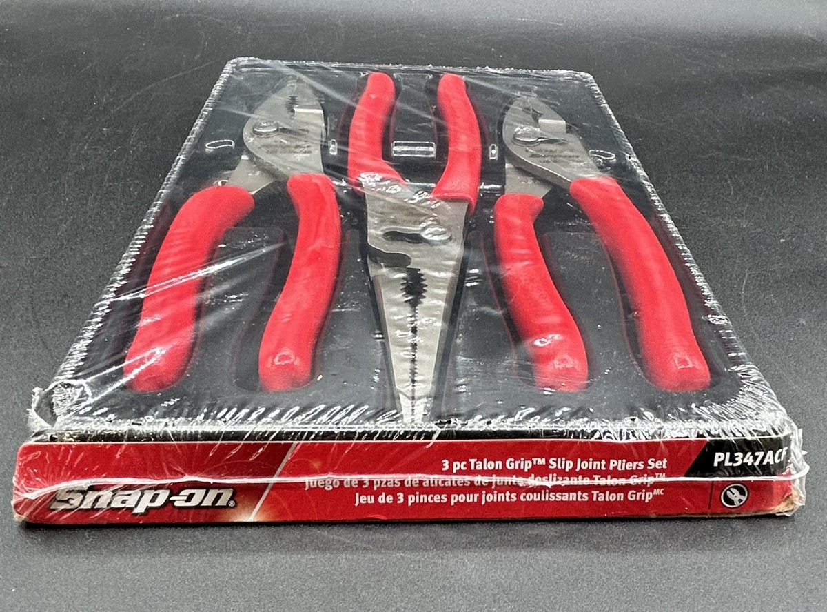 SNAPON TOOLS USA NEW RED 3PC SOFT GRIP SLIP JOINT PLIERS LOT SET