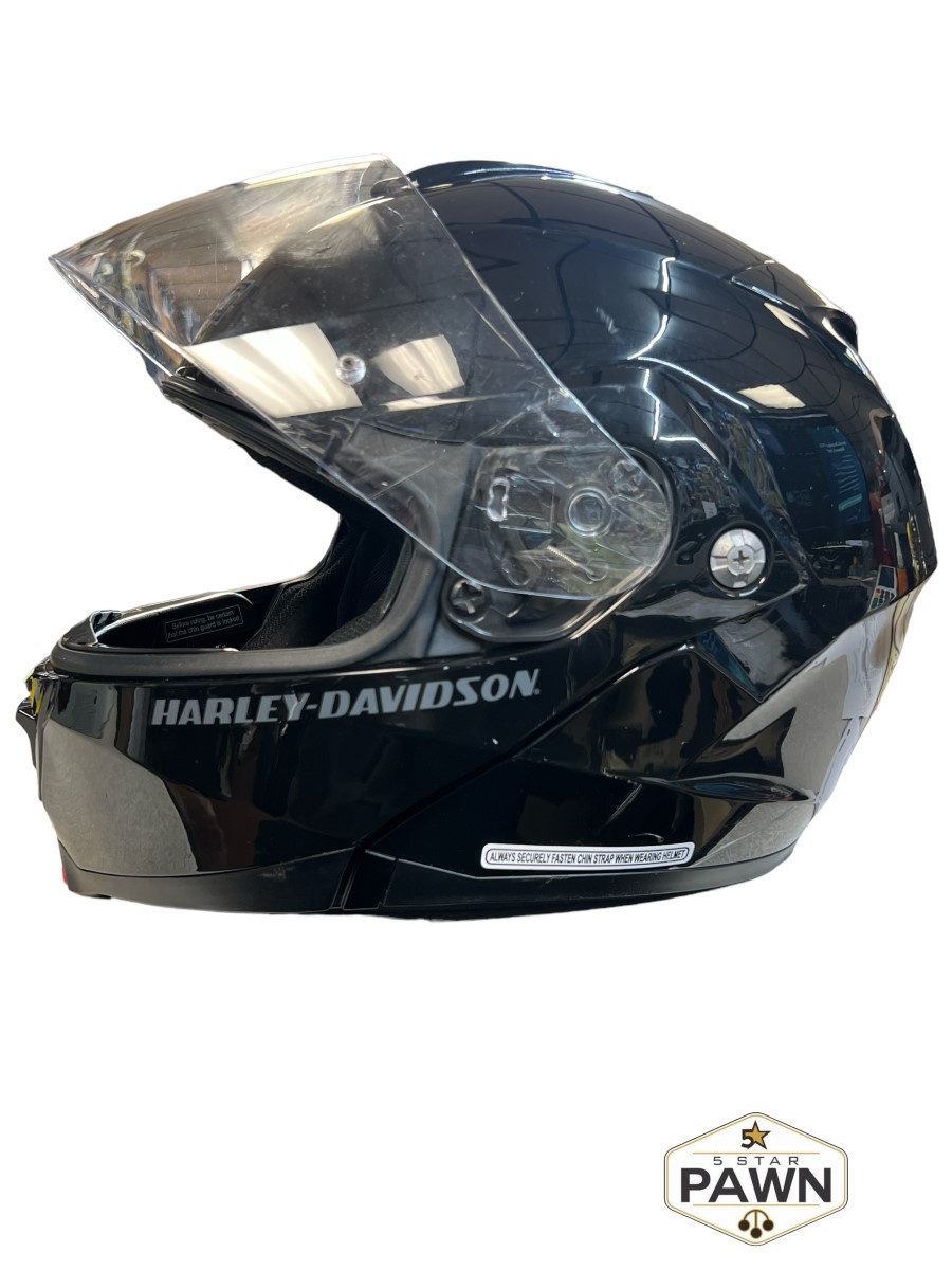 HARLEY DAVIDSON Black full face Helmet HDH24 MED Glossy Black Clear Shield Very Good Buya