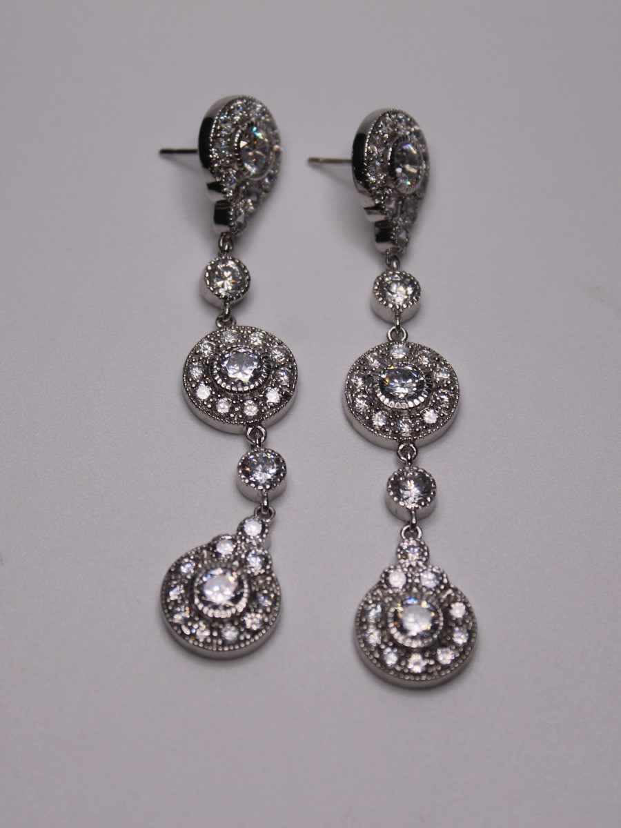 Sterling Silver White Stone Earrings 12.5g Pre-owned | Buya