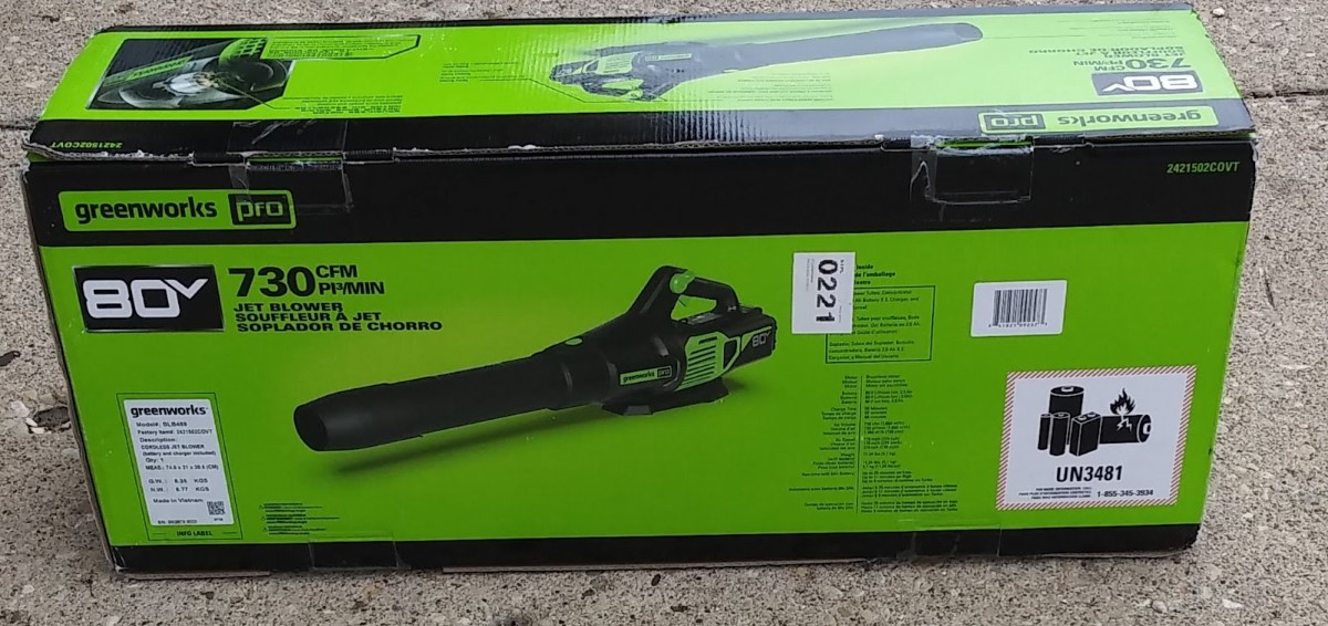 GREENWORKS BLB489 80v Cordless Brushless Jet Blower w/Battery & Charger