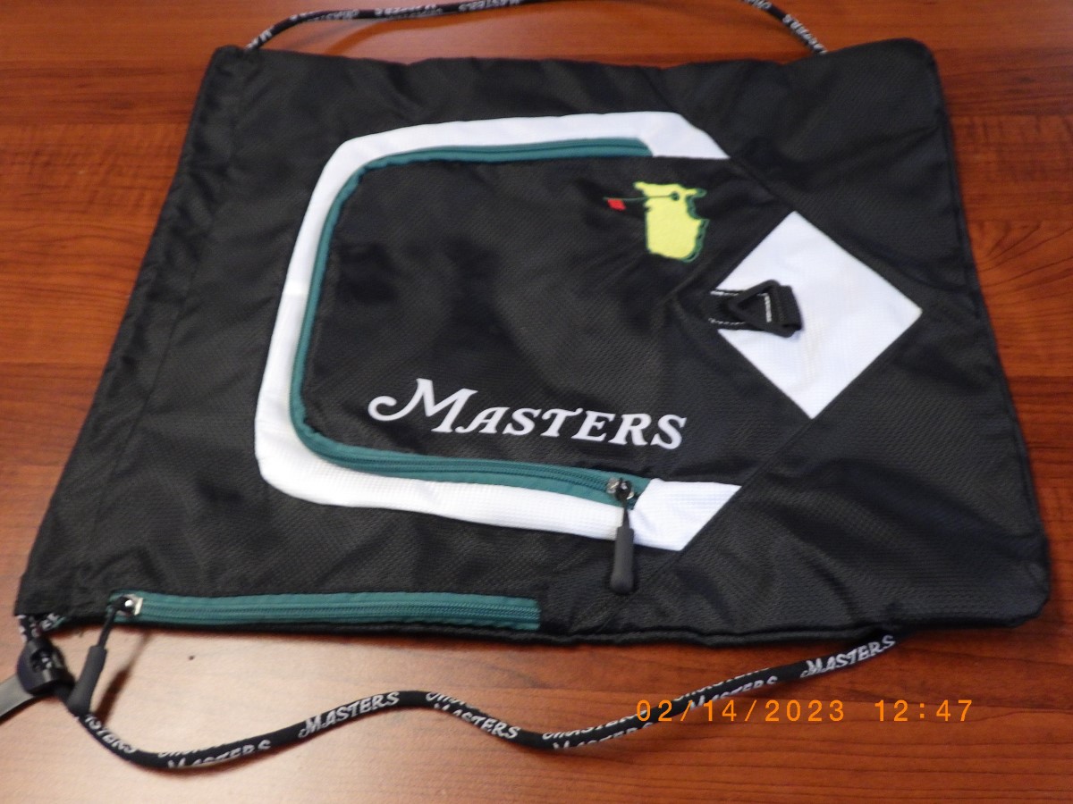 AUGUSTA NATIONAL MASTERS CINCH BAG, COLOR BLACKGREENWHITE Very Good
