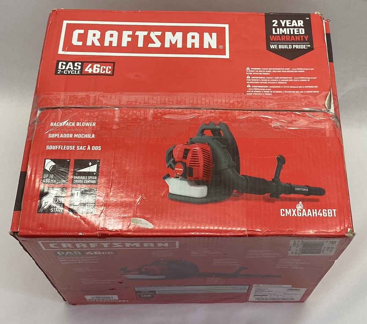 CRAFTSMAN 46cc 2cycle 220MPH 490CFM Gas Backpack Leaf Blower