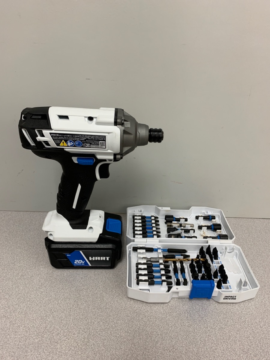 HART HPID01VN 20V CORDLESS IMPACT WRENCH W/ 20V 4AH BATTERY AND BITS