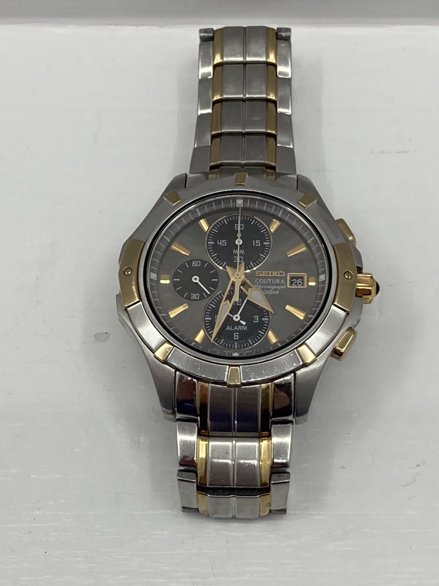 Seiko Coutura Chronograph 100m Quartz Gent's Watch 7.5" Wrist Good Buya