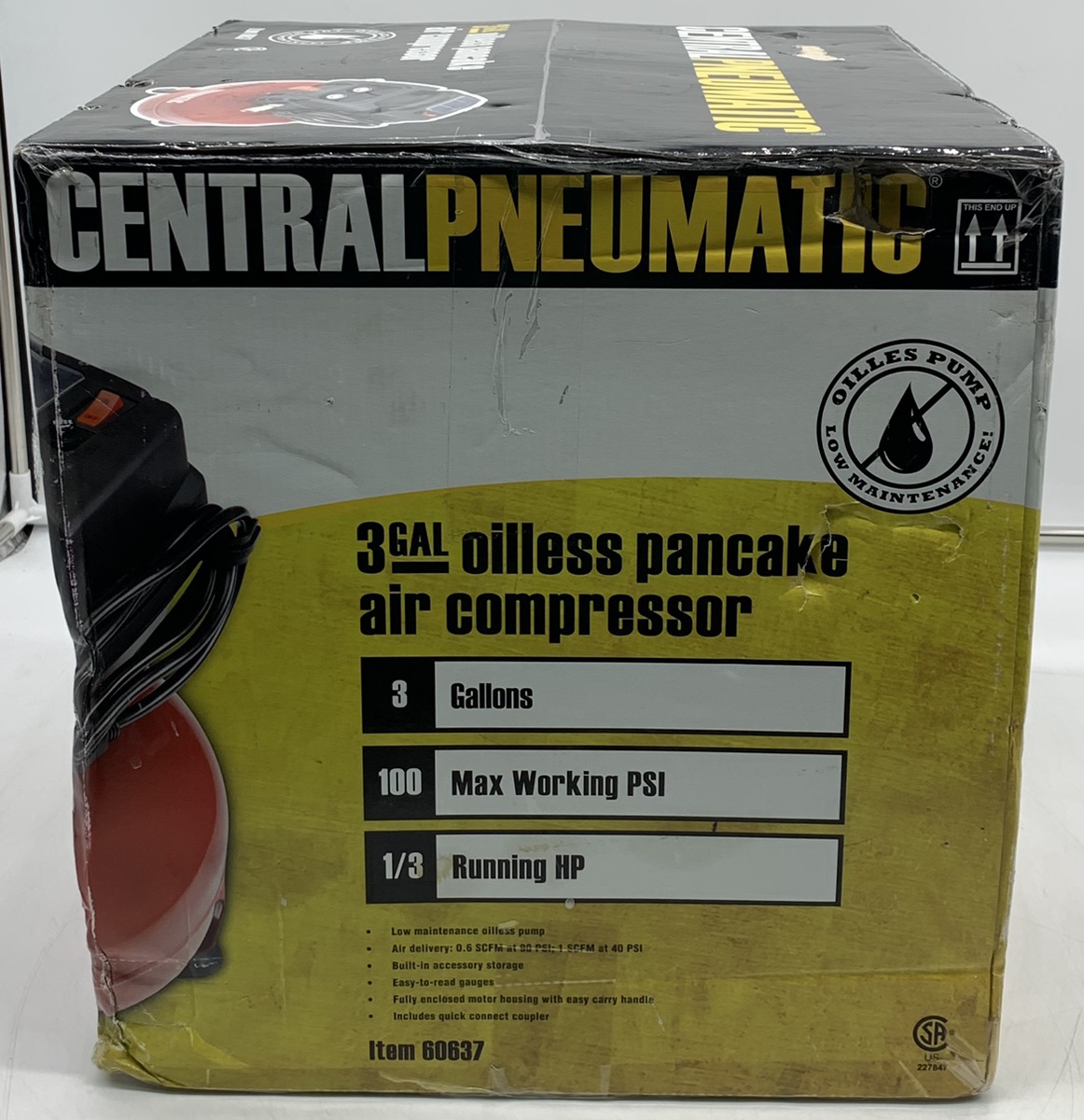Central Pneumatic 60637 3Gallon Pancake Air Compressor Brand New Buya
