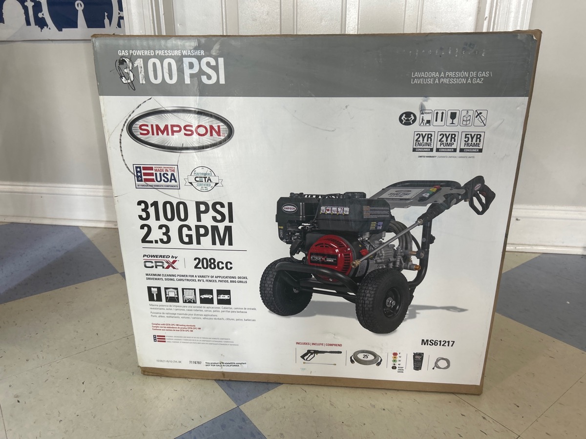 Simpson Honda GCV160 3100PSi Pressure Washer Brand New | Buya