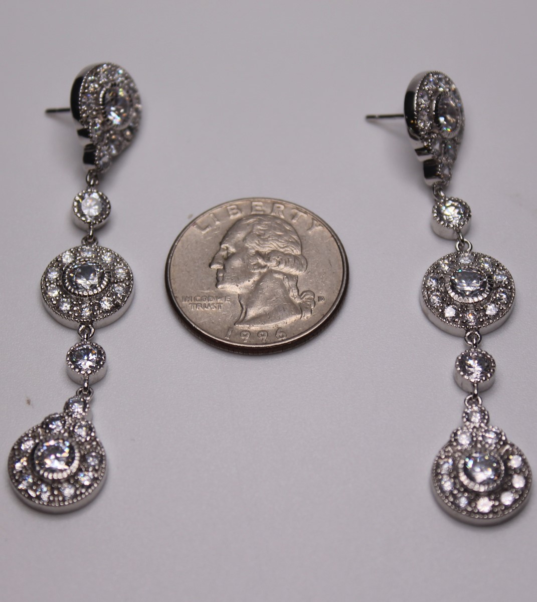 Sterling Silver White Stone Earrings 12.5g Preowned Buya