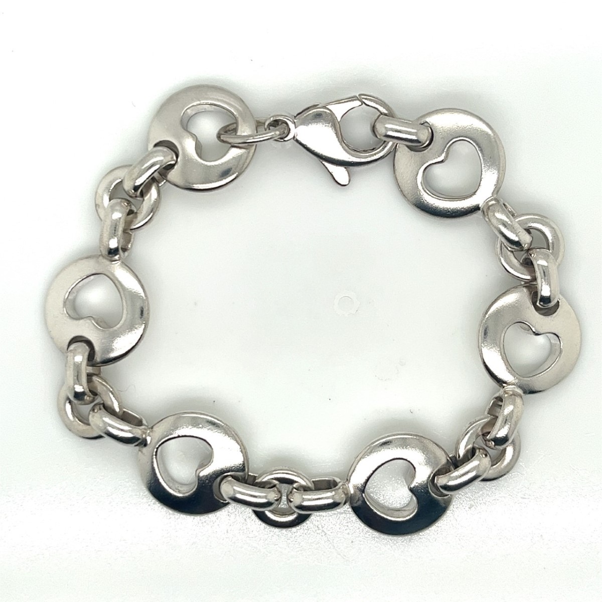 Tiffany & Co. Vintage Heart Stencil Sterling Silver Link Bracelet Pre