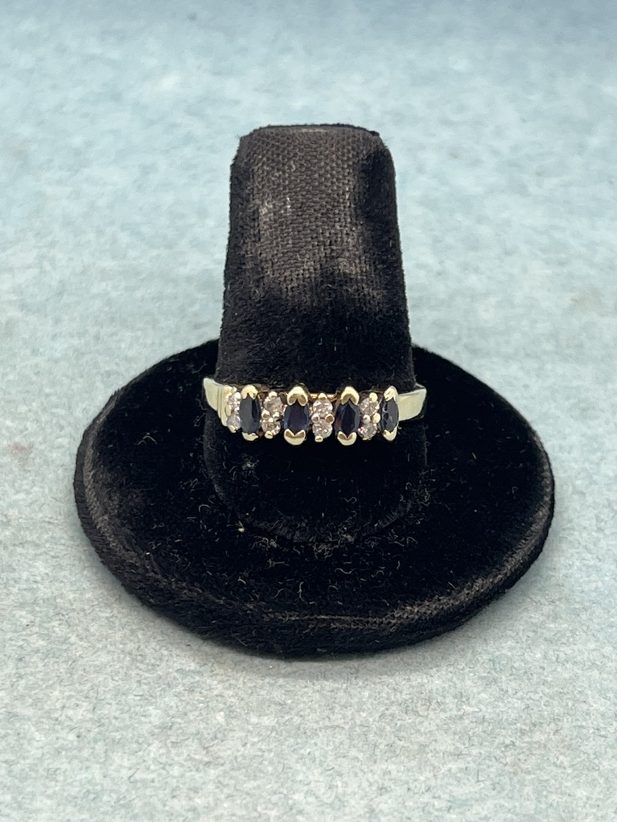 Blue Stone Lady's Stone & Diamond Ring 8 Diamonds .16 Carat T.W. Pre