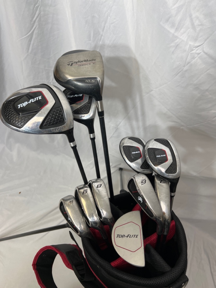 TOP FLITE XL GOLF SET 10PC WITH EXTRA TAYLOR MADE DRIVER Very Good Buya