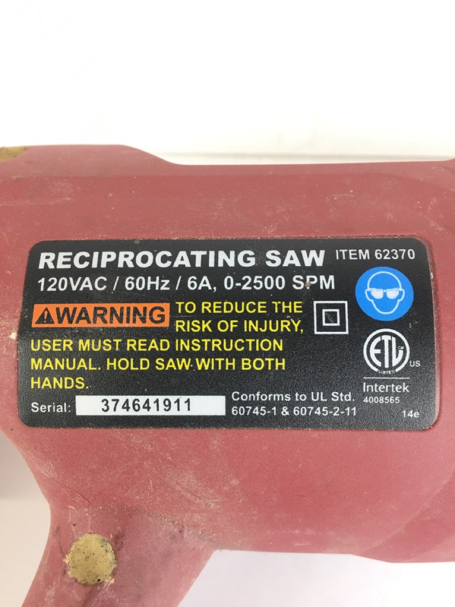 CHICAGO ELECTRIC 62370 CORDED RECIPROCATING SAW (DCL) Very Good Buya