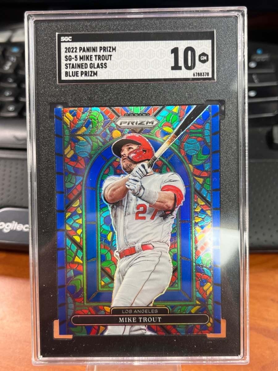 Mike Trout 2022 Panini Prizm Stained Glass Blue SGC 10 Very Good Buya