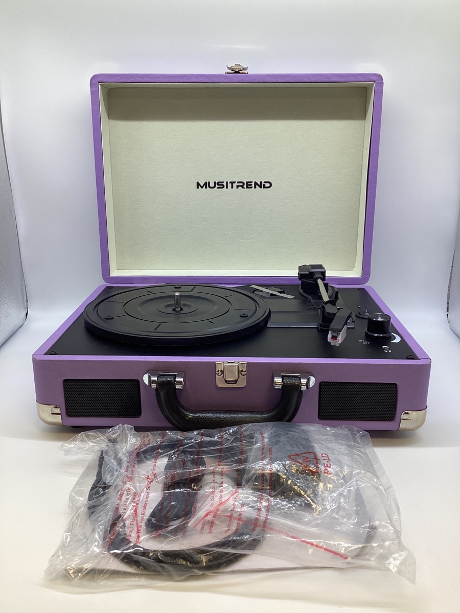 Musitrend Vinyl Record Player Bluetooth Turntable 3 Speed LP Recording