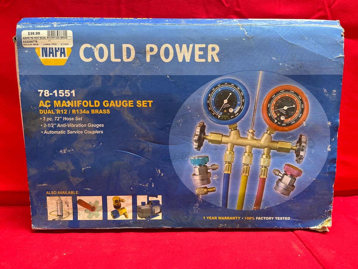 NAPA 781551 Dual R12/R134a Brass Manifold Gauge Set Very Good Buya