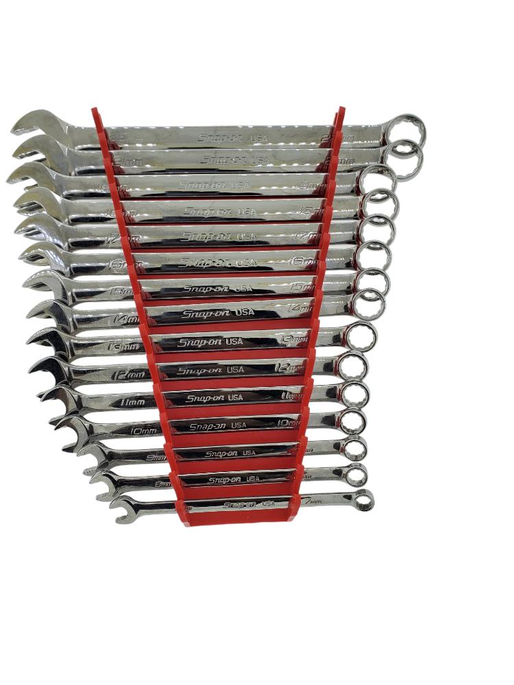 Snap On Metric 15 Piece Flank Drive Plus Combination Wrench Set 719, 21, 22Mm Very Good