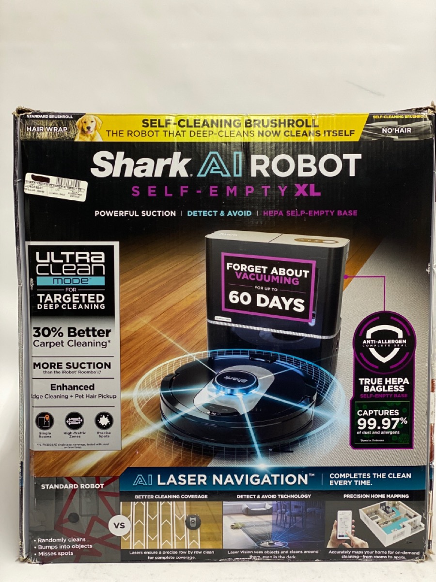 SHARK AI ROBOT VACUUM RV2502AE XL HEPA SELFEMPTY BASE LIDAR WIFI