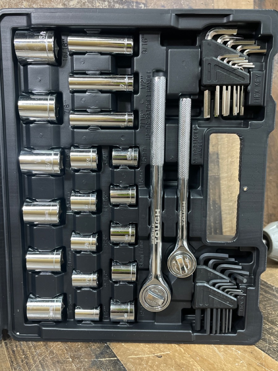 Hyper Tough 107 Piece 1/4, 3/8, 1/2 inch Drive Socket Set Brand New Buya