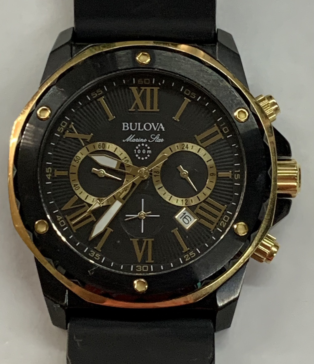 Bulova Marine Star Series A Chronograph TwoTone Gold Black Men's Watch