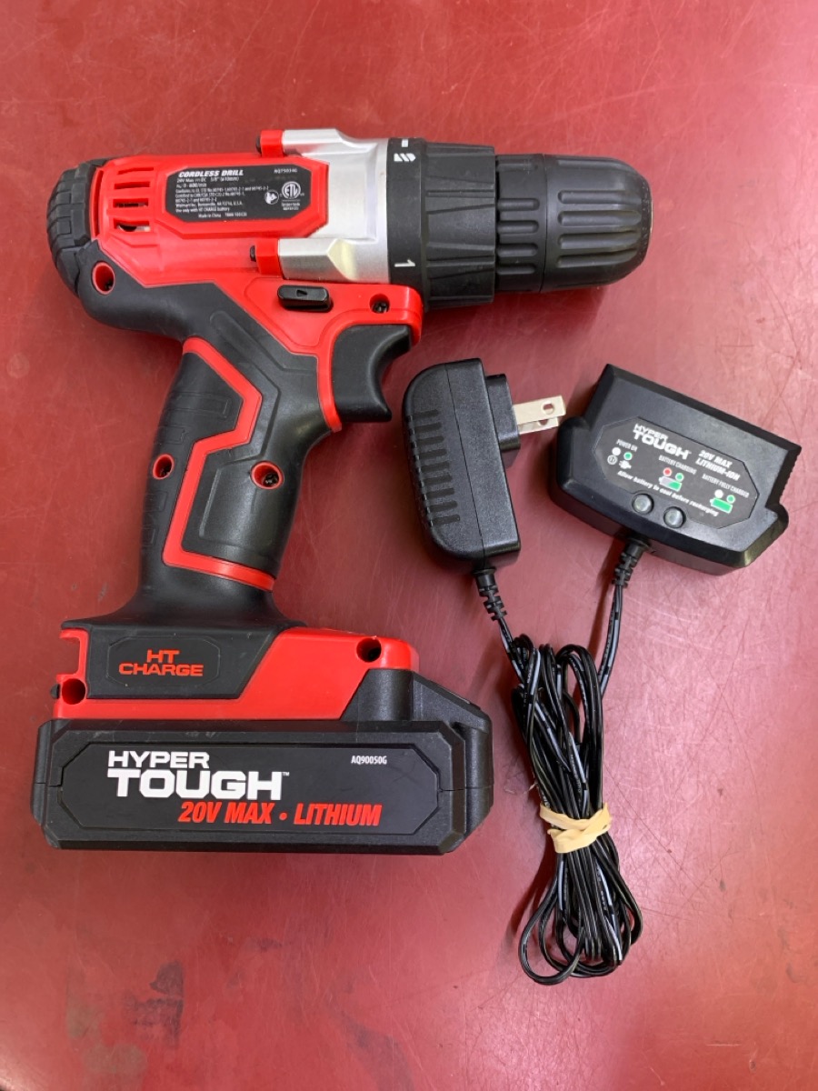 HYPER TOUGH AQ75034G CORDLESS DRILL DRIVER 3/8" WITH BATTERY AND