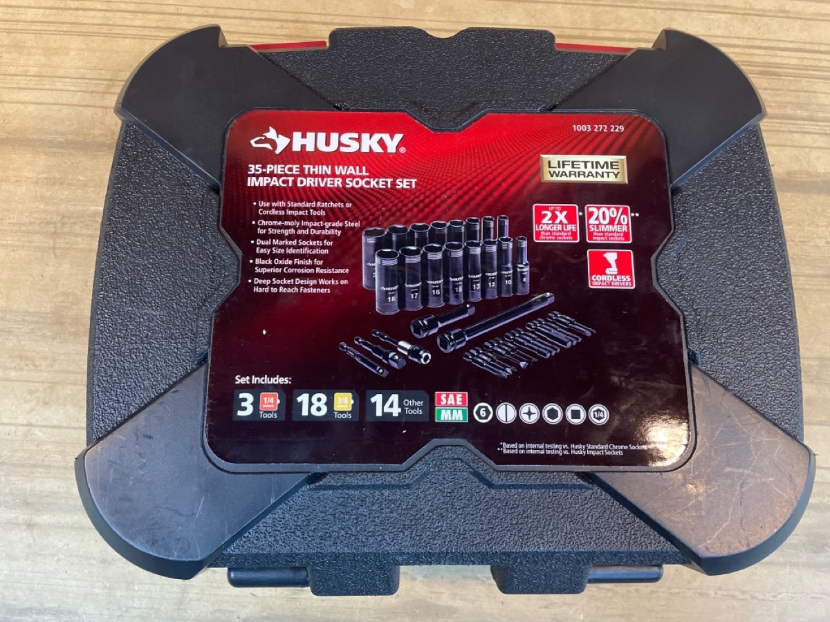 HUSKY TOOLS 35 PIECE THIN WALL DRIVER SOCKET SET Very Good Buya