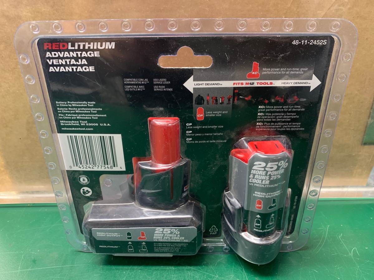 Milwaukee 48-11-2452S M12 RedLithium High Output CP2.0/XC5.0 Batterys ...