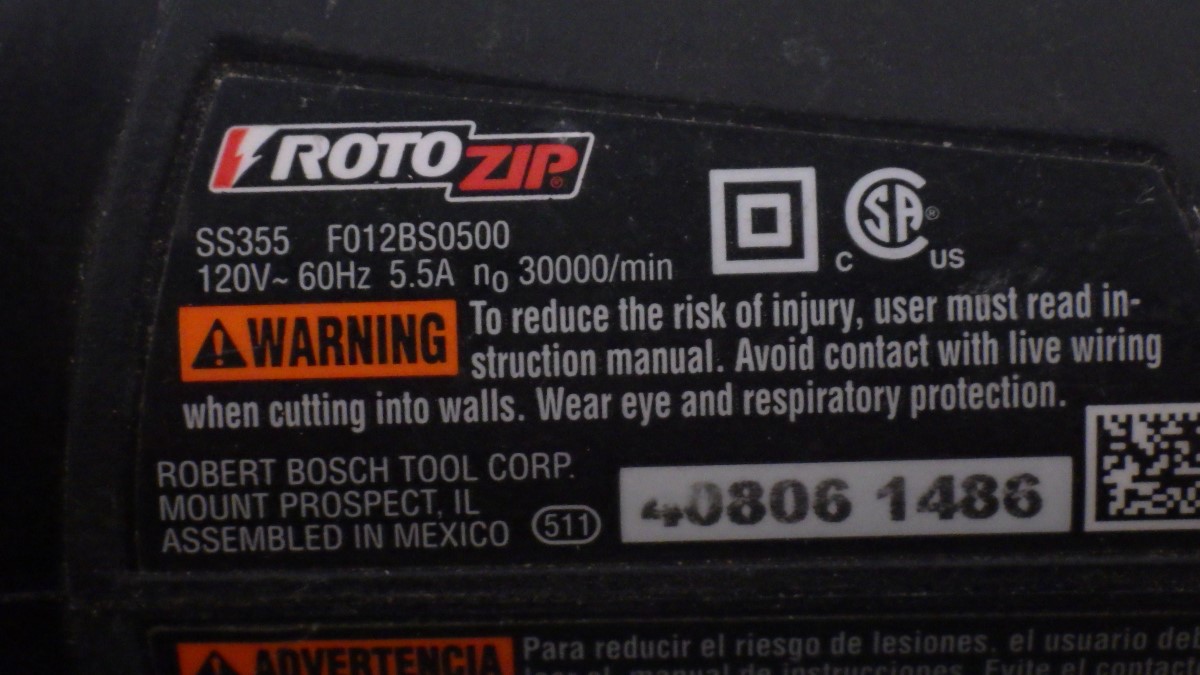 Rotozip SS355 5.5 Amp High Performance Spiral Saw Tool Kit Good Buya