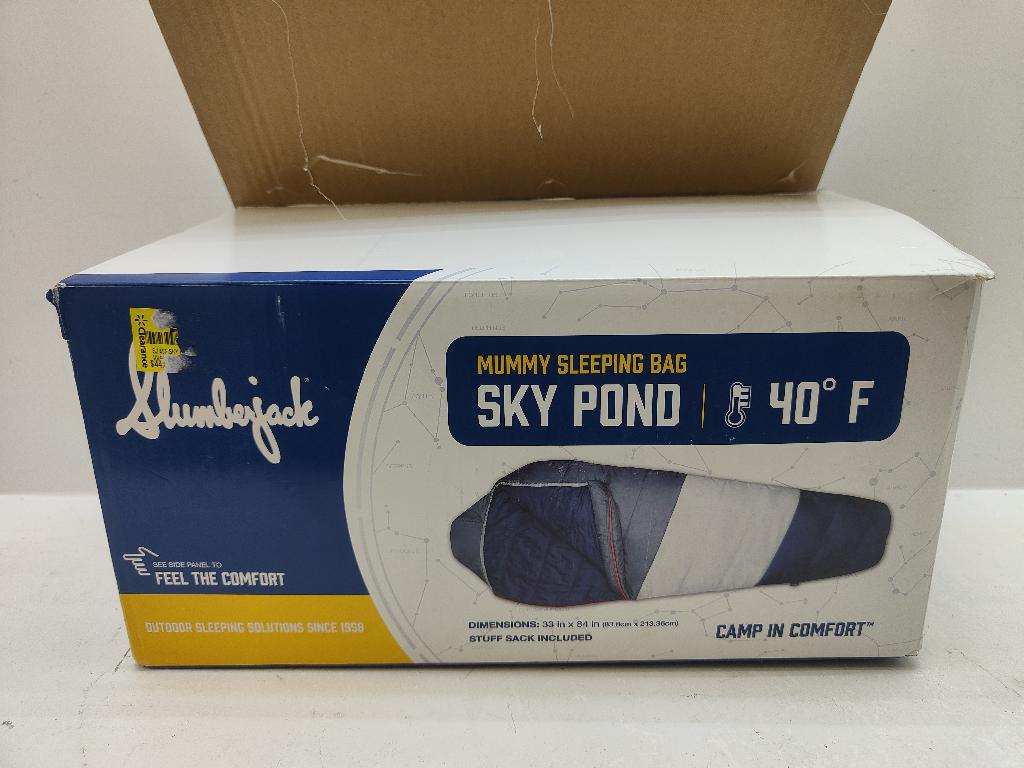 SLUMBERJACK 40 F SKY POND MUMMY SLEEPING BAG NEW IN BOX 33 X 38 INCHES