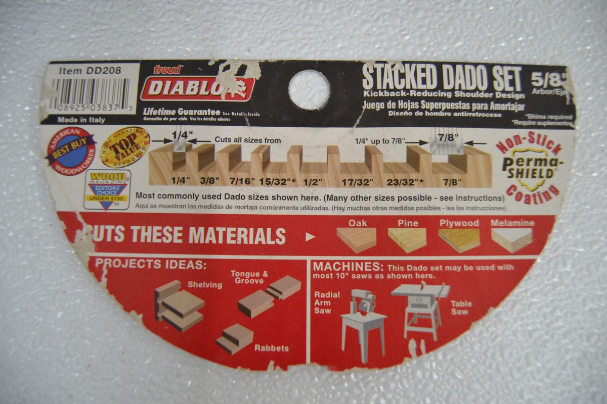 FREUD TOOLS DIABLO STACKED DADO 5/8" BLADE SET MODEL DD208H Like New