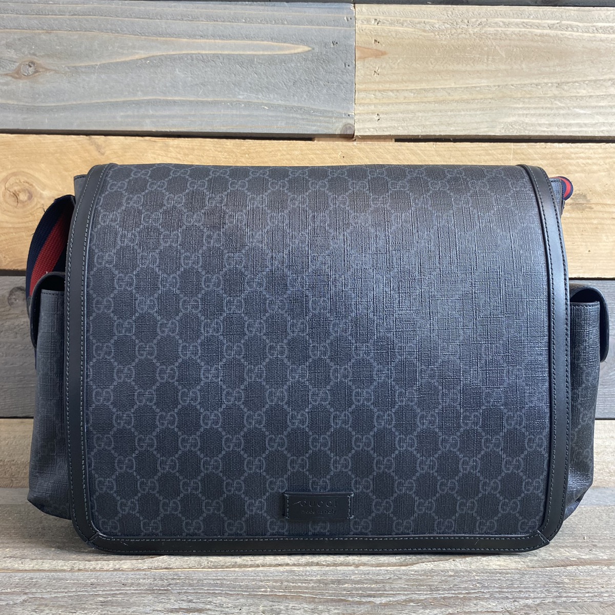 Gucci Supreme Diaper Bag in Black Canvas 495909 Good Buya