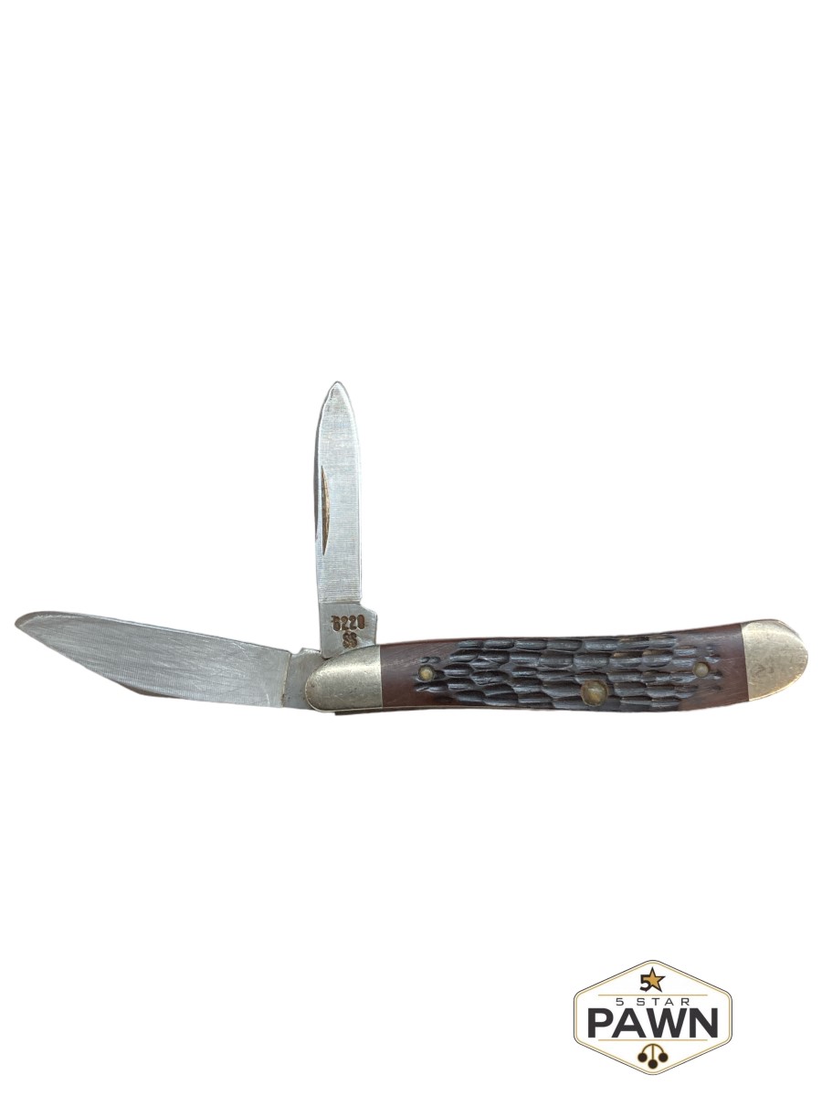 CASE XX USA 2 DOT 1988 JIGGED BROWN DELRIN PEANUT KNIFE 6220 SS BIG