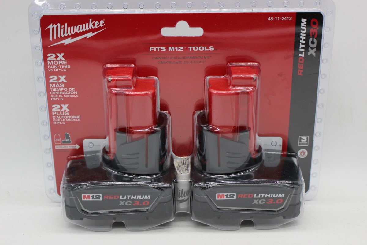 MILWAUKEE TOOLS 48112412 2PACK 12V 3AH LIION BATTERY *SEALED* Brand New A OK Pawn