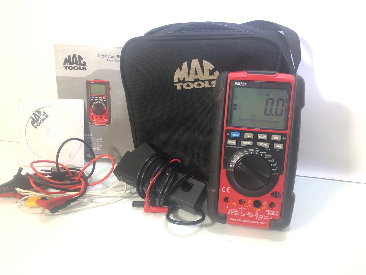 MAC TOOLS EM721 DIGITAL MULTIMETER & ANALYZER W/ MANUAL/CD/LEADS/CARRY ...