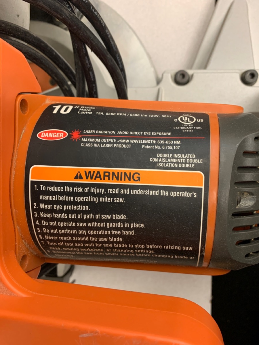 RIDGID TOOLS MS1065LZA 10"MITER SAW Good Buya