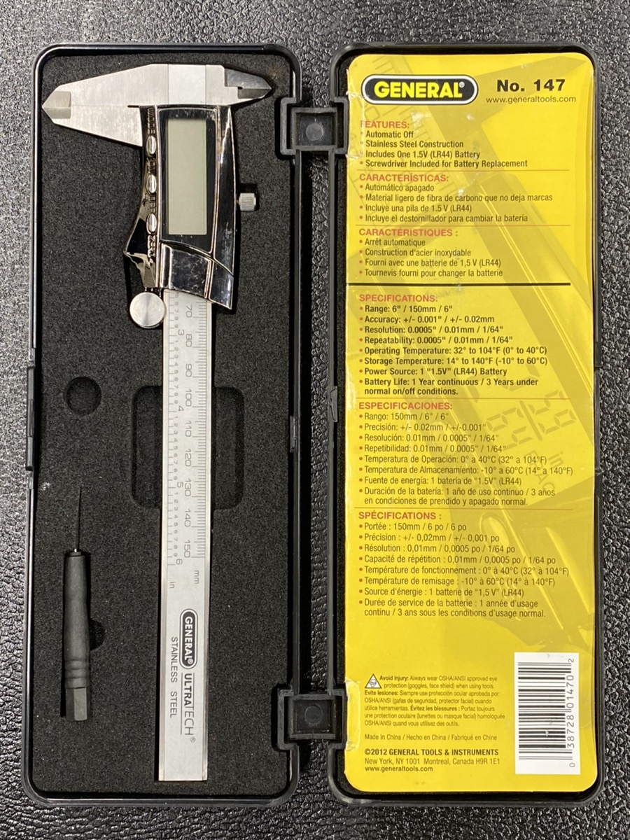 General Tools Digital Caliper 147 6" Precision Measuring Tool Very