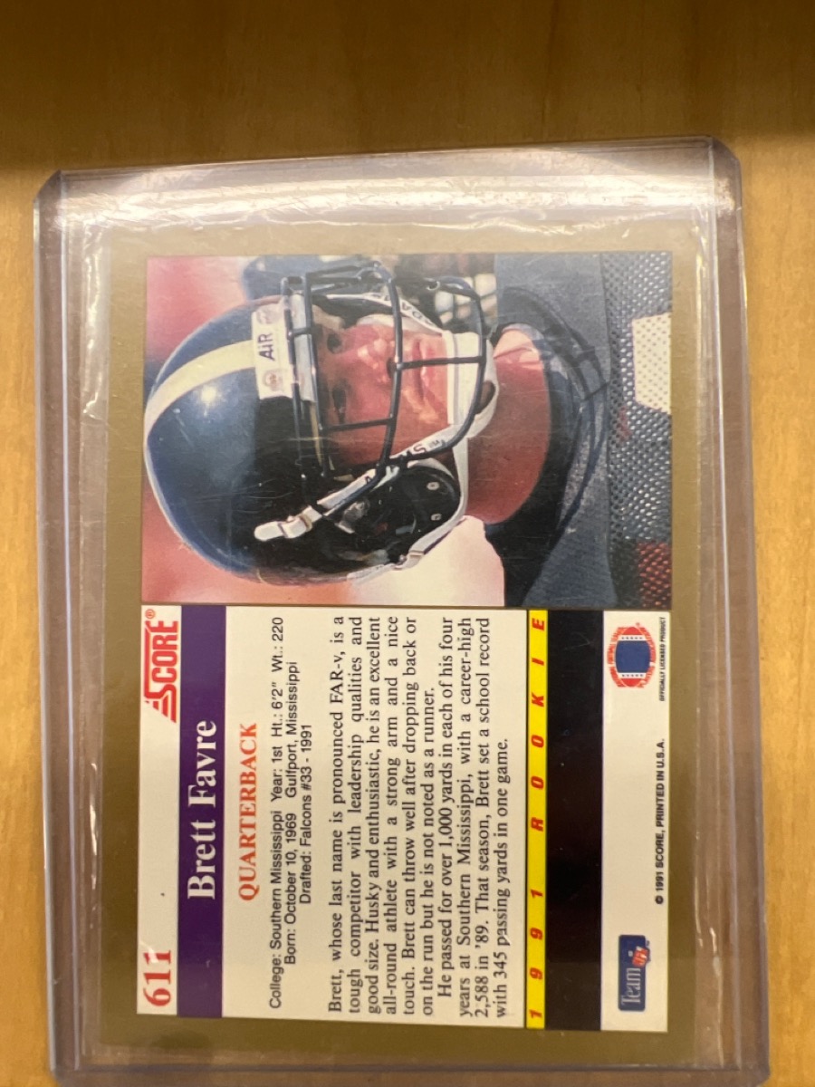 1991 Score Brett Favre Rookie Card Very Good | Buya