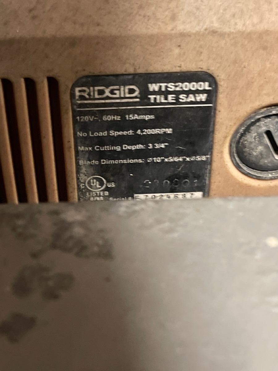 RIDGID WTS2000L CORDED TABLE TOP TILE SAW *local pickup only (oe) Very Good Buya