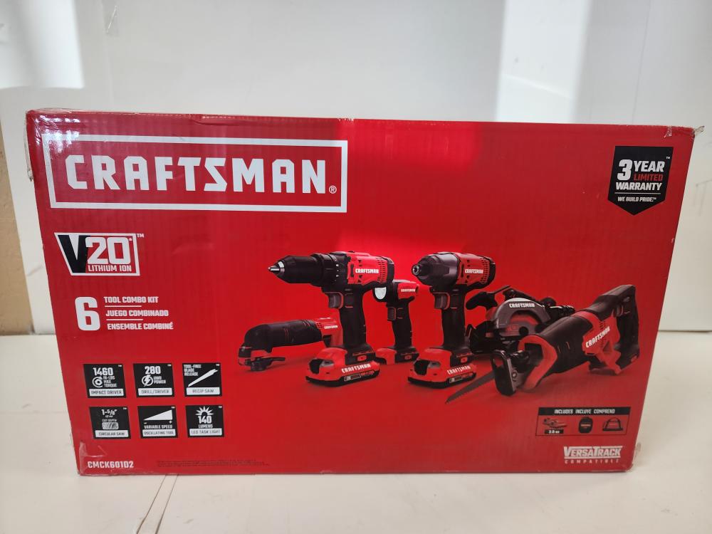 NEW Craftsman CMCK601D2 6Tool 20volt Max Power Tool Combo Kit with