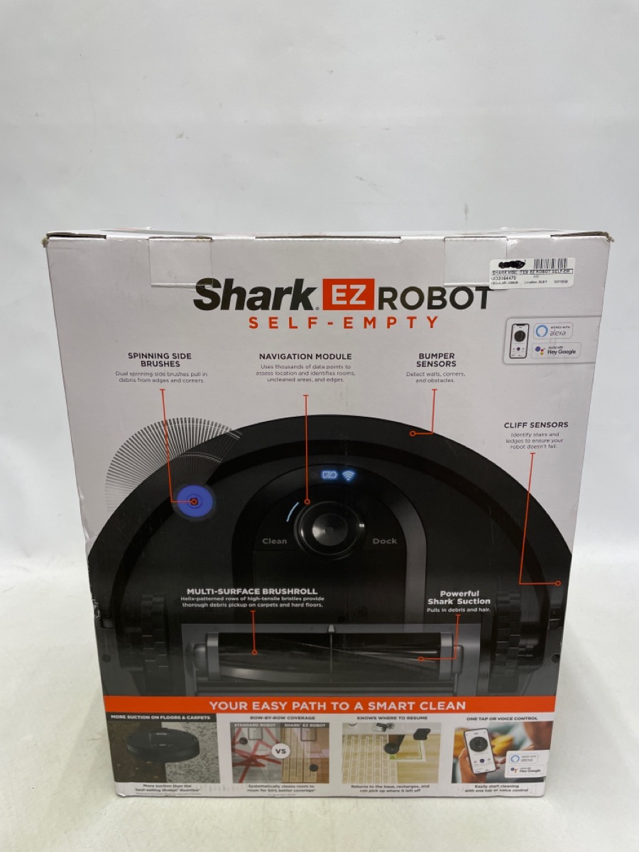 SHARK EZ ROBOT VACUUM WITH SELFEMPTY BASE ROWBYROW CLEANING RV910S
