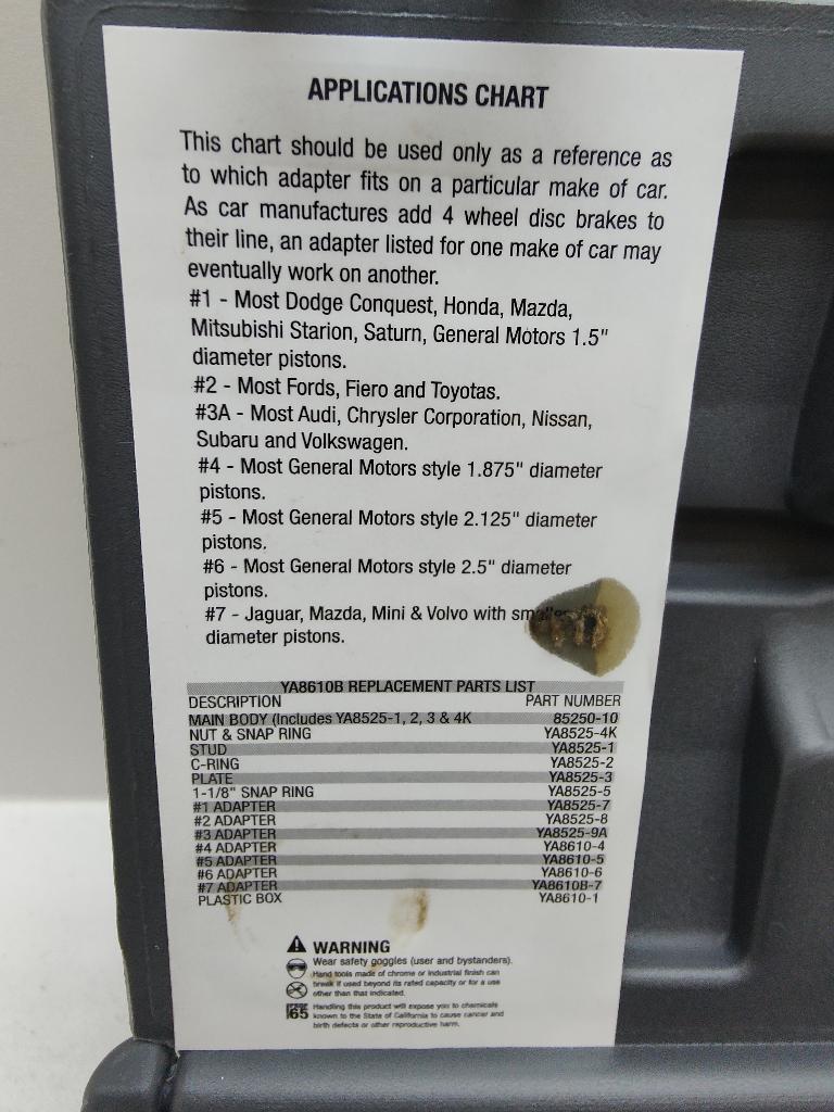 Blue Point YA8610B by SnapOn Universal 7 Piece Brake Caliper Service